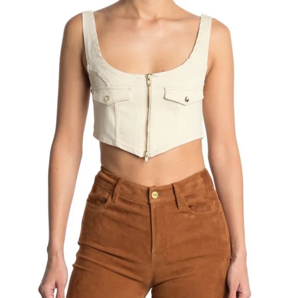 WEWOREWHAT Denim Corset Top in Unbleached